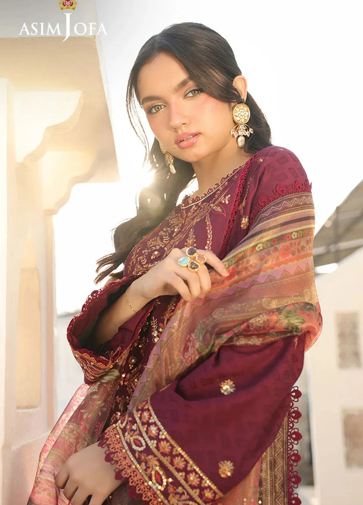 Asim Jofa Embroidered Dobby Suits Unstitched 3 Piece AJ25ES AJUBF-09 - Summer Collection