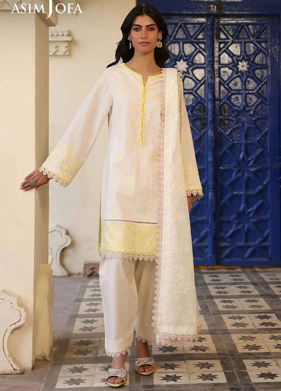 Asim Jofa Embroidered Jacquard Suits Unstitched 2 Piece AJ25ES AJUBF-01 - Summer Collection