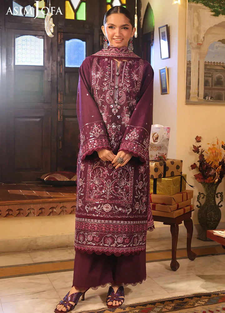 Asim Jofa Embroidered Jacquard Suits Unstitched 3 Piece AJ25ES AJUBF-11 - Summer Collection