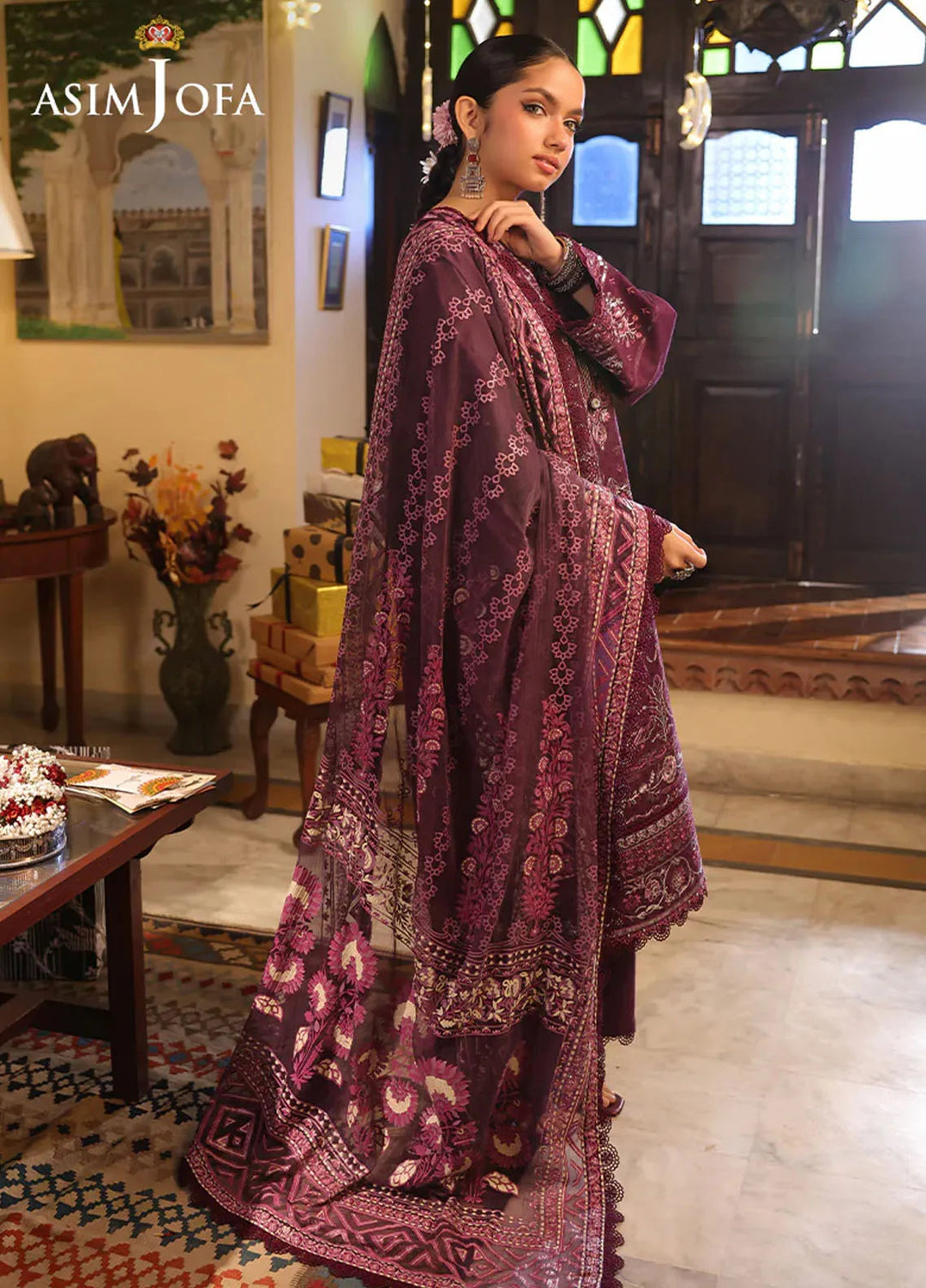 Asim Jofa Embroidered Jacquard Suits Unstitched 3 Piece AJ25ES AJUBF-11 - Summer Collection