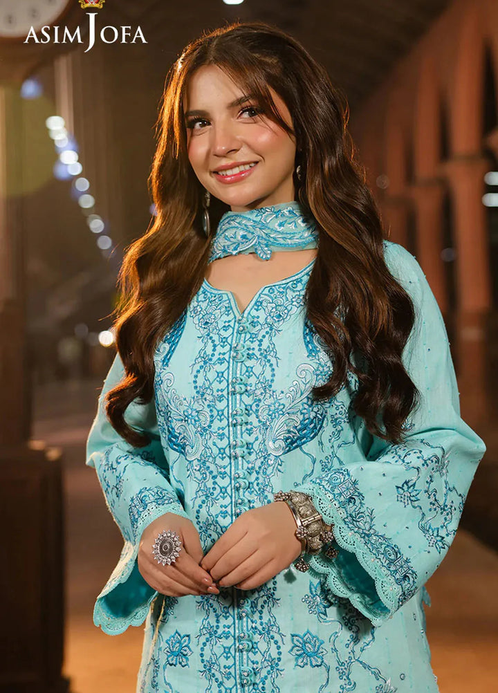 Asim Jofa Embroidered Jacquard Suits Unstitched 3 Piece AJ25ES AJUBF-31 - Summer Collection