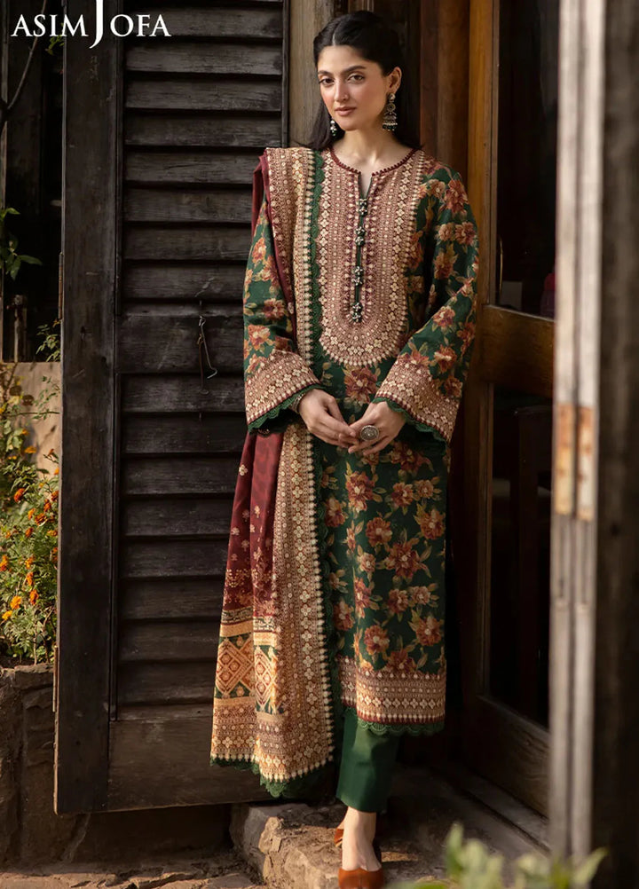Asim Jofa Printed Khaddar Suits Unstitched 3 Piece AJ24UW AJUW-31 - Winter Collection