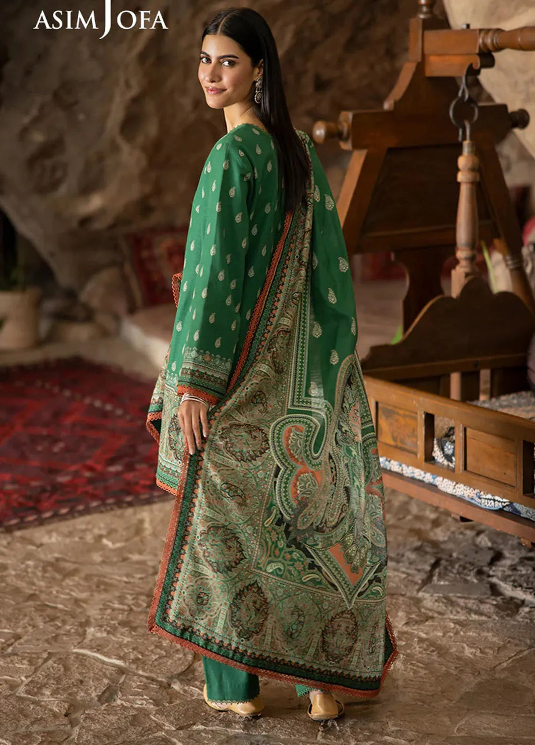 Asim Jofa Printed Khaddar Suits Unstitched 3 Piece AJ24UW AJUW-32 - Winter Collection