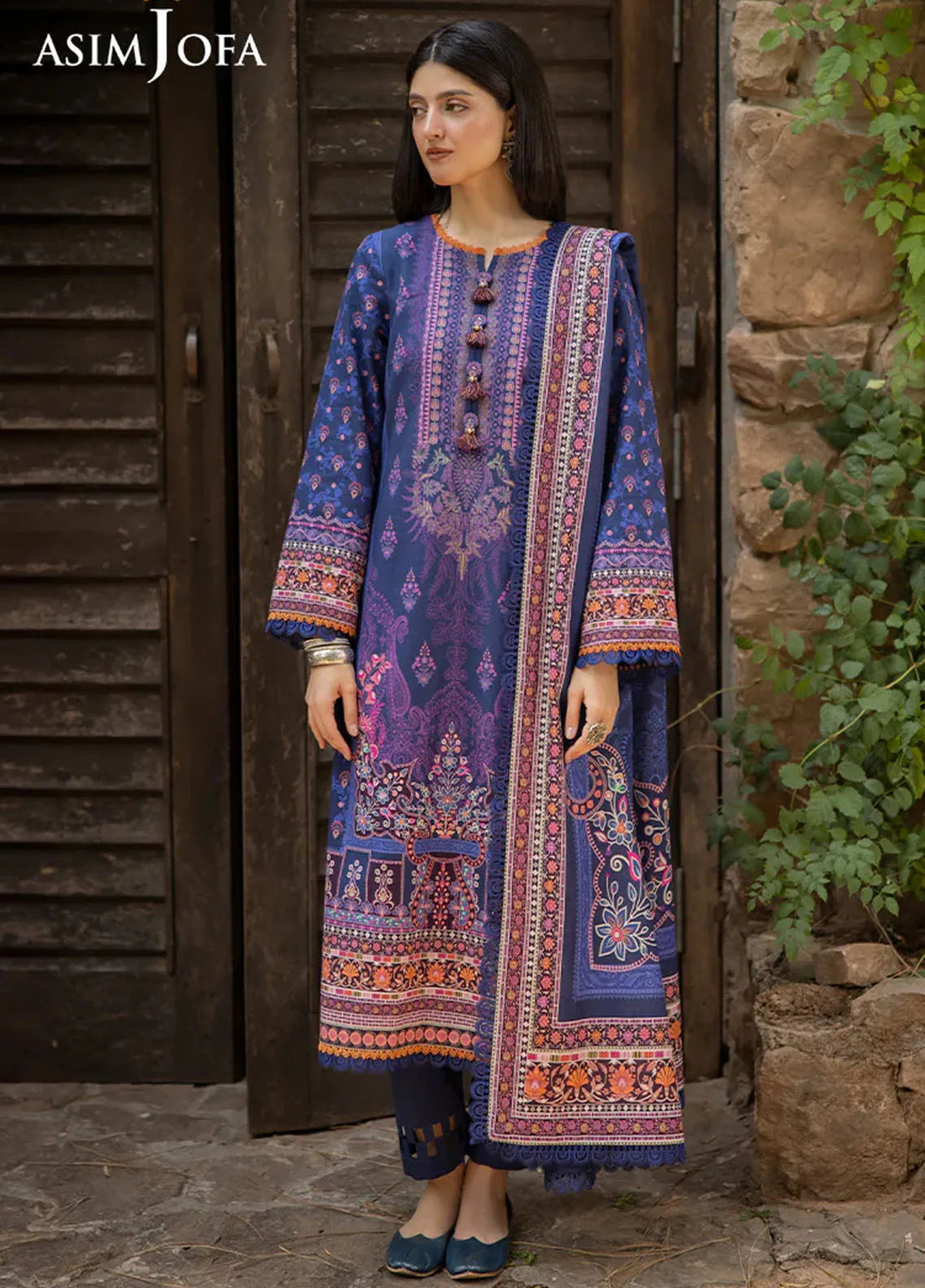 Asim Jofa Printed Khaddar Suits Unstitched 3 Piece AJ24UW AJUW-33 - Winter Collection