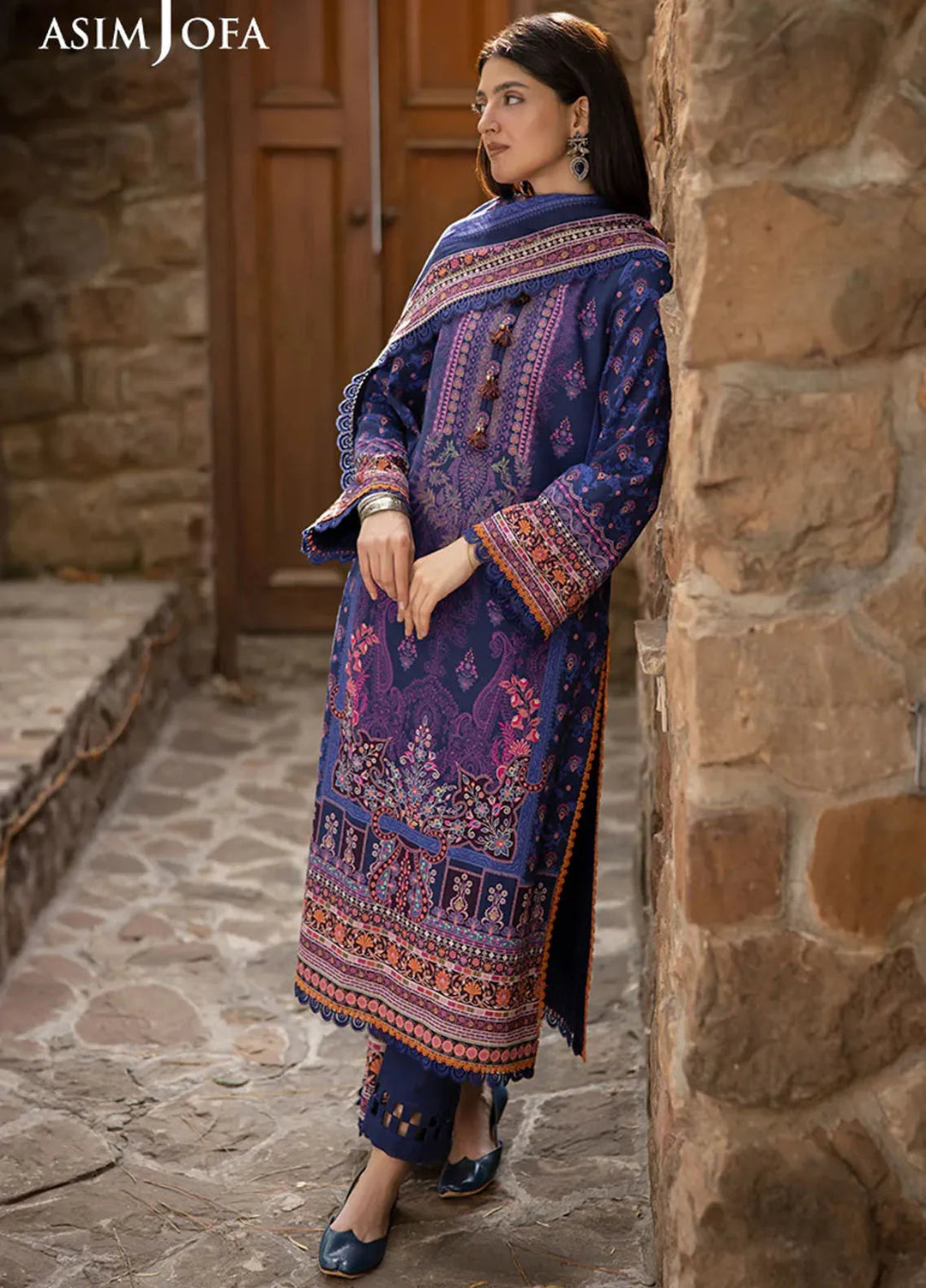 Asim Jofa Printed Khaddar Suits Unstitched 3 Piece AJ24UW AJUW-33 - Winter Collection