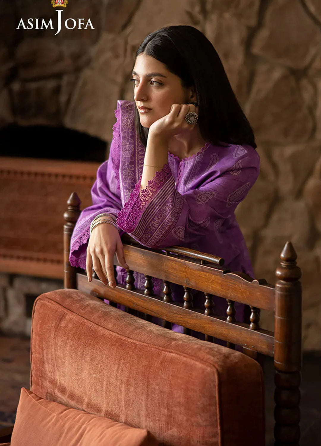 Asim Jofa Printed Khaddar Suits Unstitched 3 Piece AJ24UW AJUW-34 - Winter Collection
