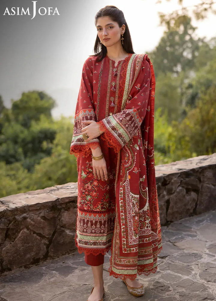 Asim Jofa Printed Khaddar Suits Unstitched 3 Piece AJ24UW AJUW-35 - Winter Collection
