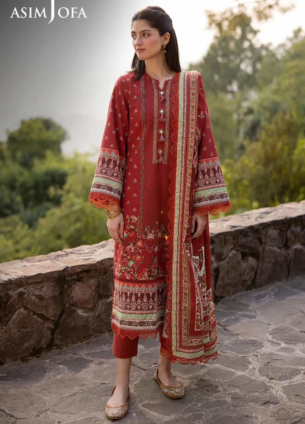 Asim Jofa Printed Khaddar Suits Unstitched 3 Piece AJ24UW AJUW-35 - Winter Collection