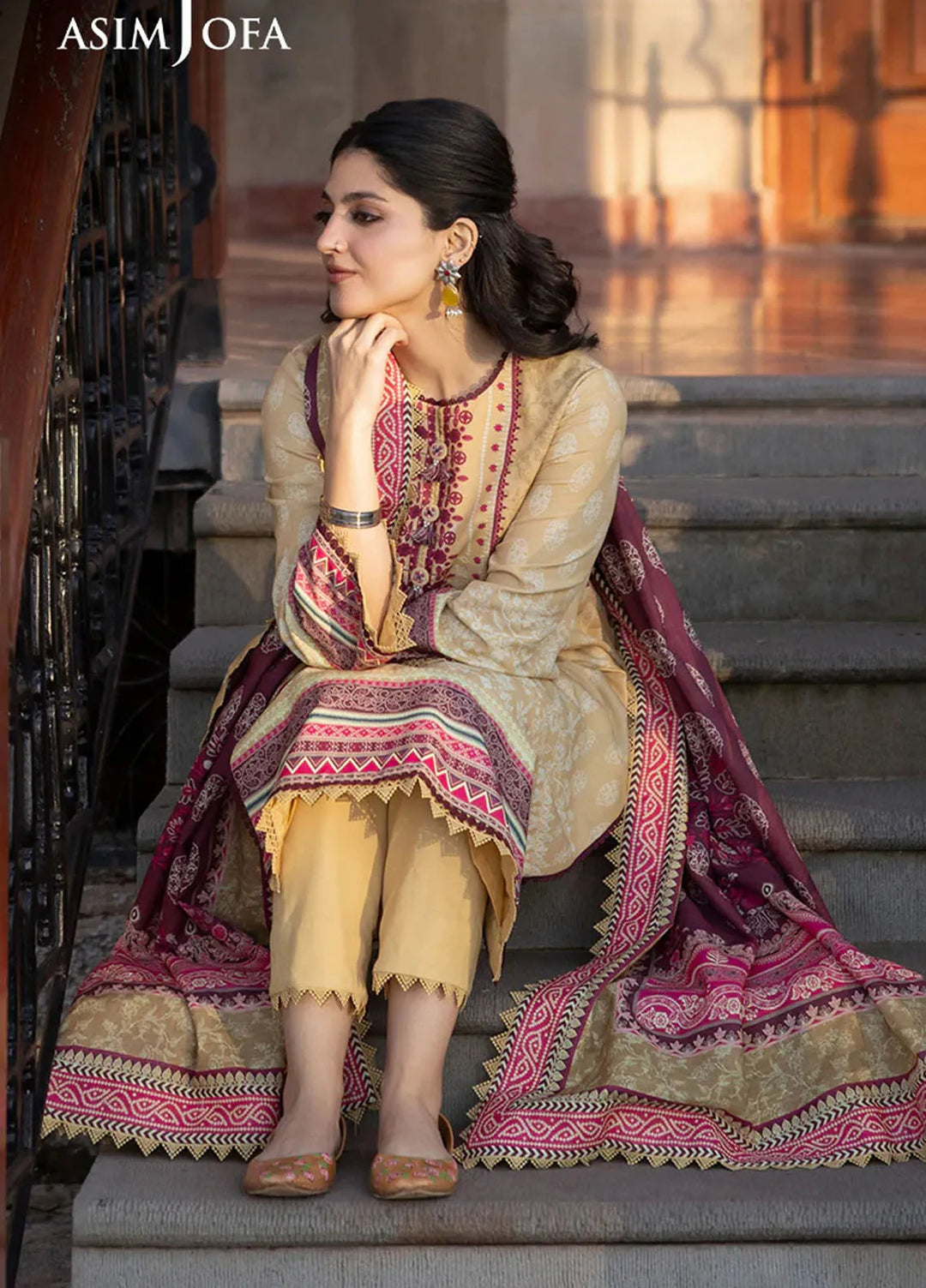 Asim Jofa Printed Khaddar Suits Unstitched 3 Piece AJ24UW AJUW-36 - Winter Collection