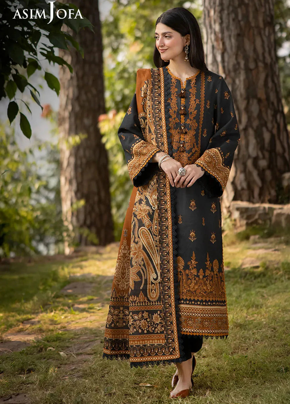 Asim Jofa Printed Khaddar Suits Unstitched 3 Piece AJ24UW AJUW-37 - Winter Collection