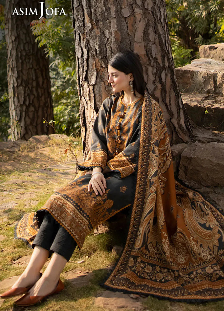 Asim Jofa Printed Khaddar Suits Unstitched 3 Piece AJ24UW AJUW-37 - Winter Collection