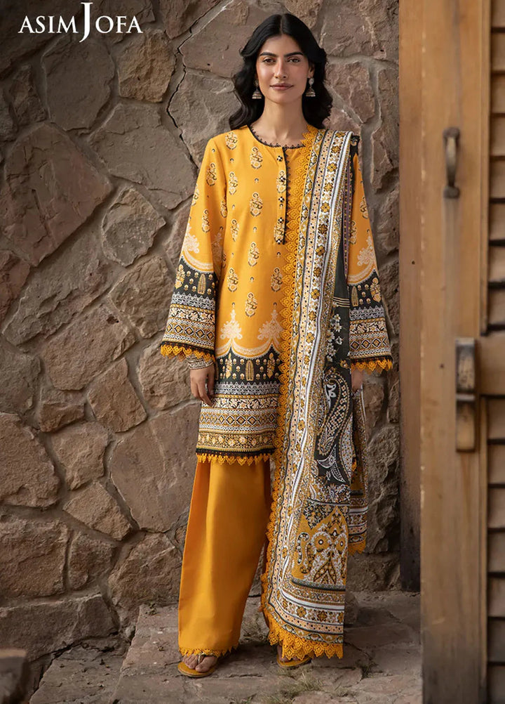 Asim Jofa Printed Khaddar Suits Unstitched 3 Piece AJ24UW AJUW-38 - Winter Collection