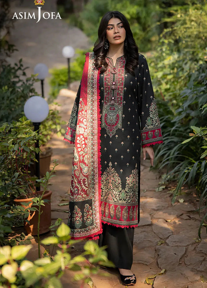 Asim Jofa Printed Khaddar Suits Unstitched 3 Piece AJ24UW AJUW-40 - Winter Collection