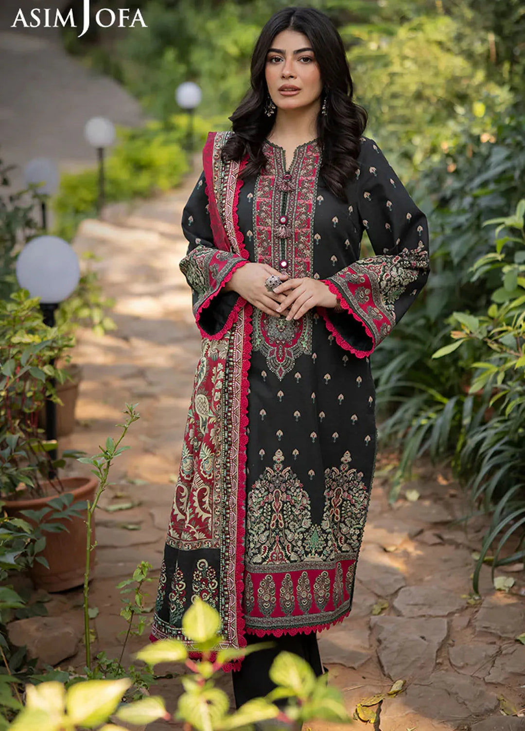 Asim Jofa Printed Khaddar Suits Unstitched 3 Piece AJ24UW AJUW-40 - Winter Collection