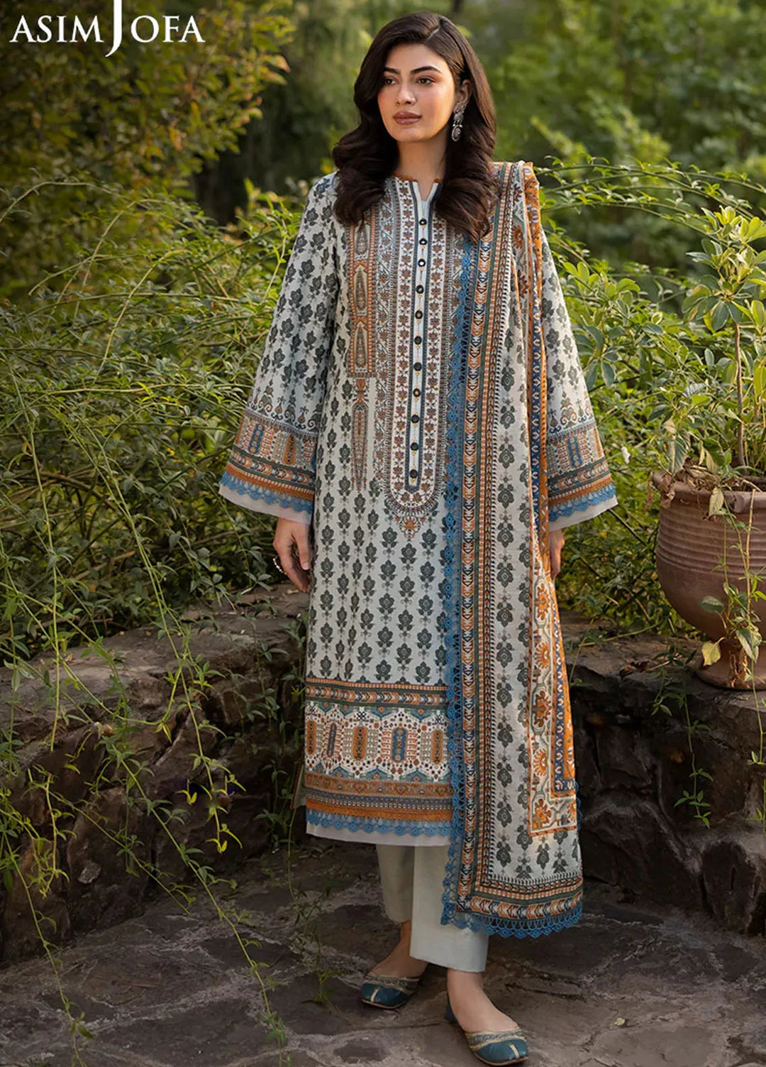 Asim Jofa Printed Khaddar Suits Unstitched 3 Piece AJ24UW AJUW-42 - Winter Collection