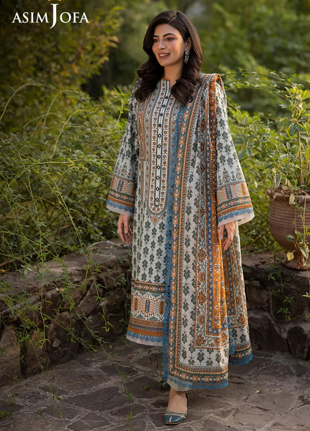 Asim Jofa Printed Khaddar Suits Unstitched 3 Piece AJ24UW AJUW-42 - Winter Collection