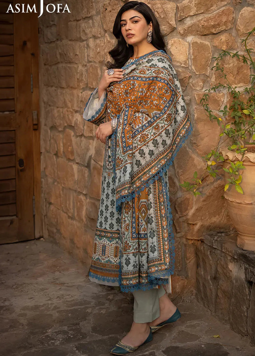 Asim Jofa Printed Khaddar Suits Unstitched 3 Piece AJ24UW AJUW-42 - Winter Collection