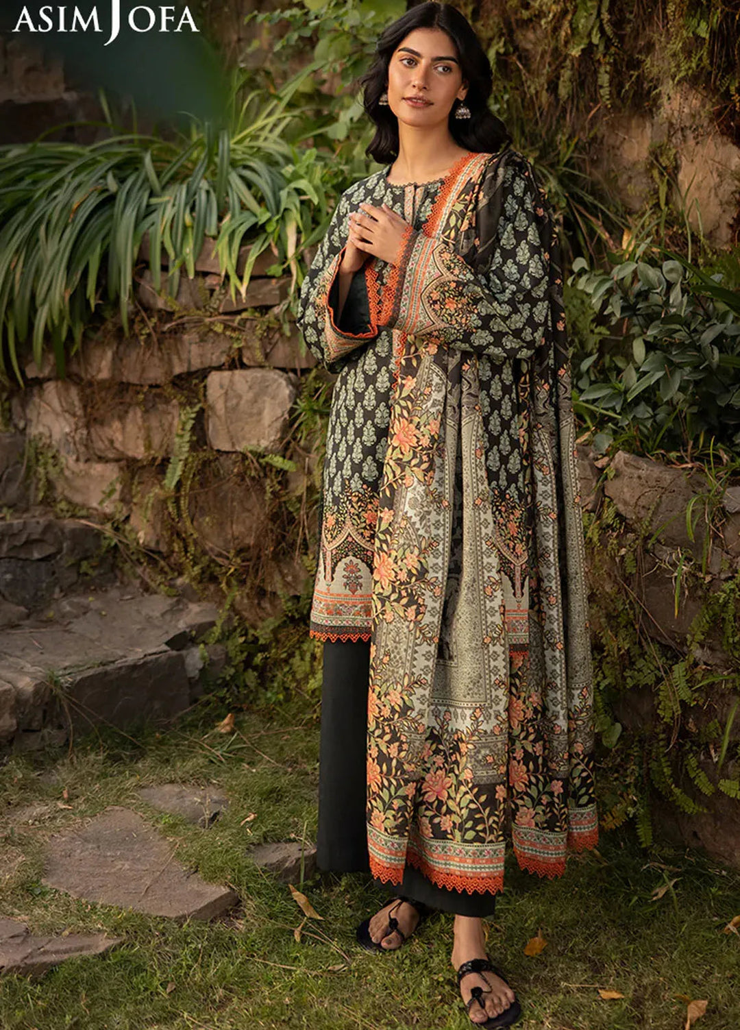 Asim Jofa Printed Khaddar Suits Unstitched 3 Piece AJ24UW AJUW-43 - Winter Collection
