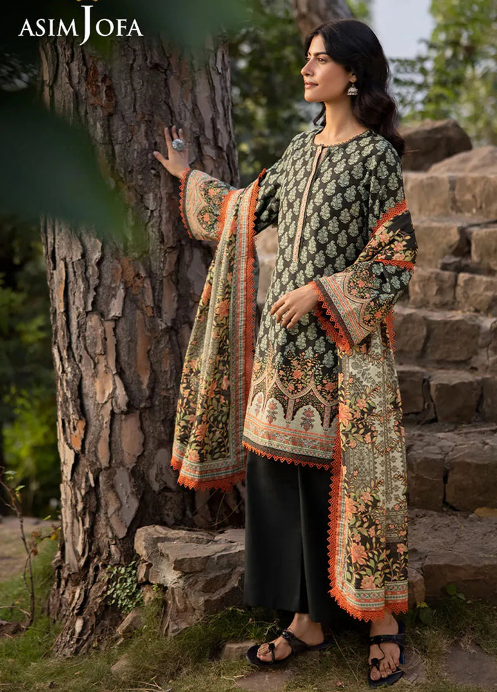 Asim Jofa Printed Khaddar Suits Unstitched 3 Piece AJ24UW AJUW-43 - Winter Collection