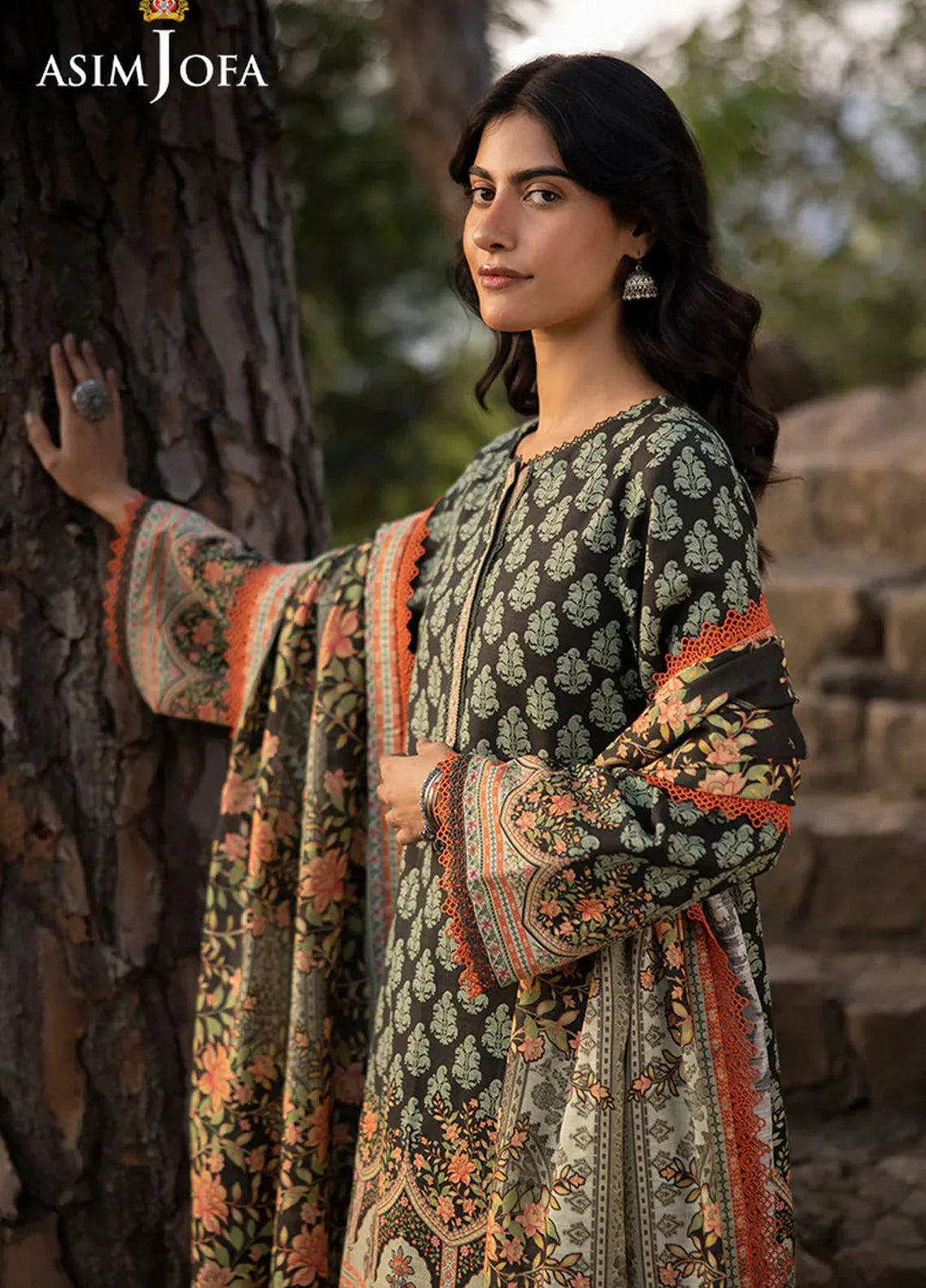 Asim Jofa Printed Khaddar Suits Unstitched 3 Piece AJ24UW AJUW-43 - Winter Collection