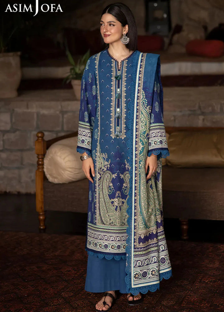 Asim Jofa Printed Khaddar Suits Unstitched 3 Piece AJ24UW AJUW-46 - Winter Collection