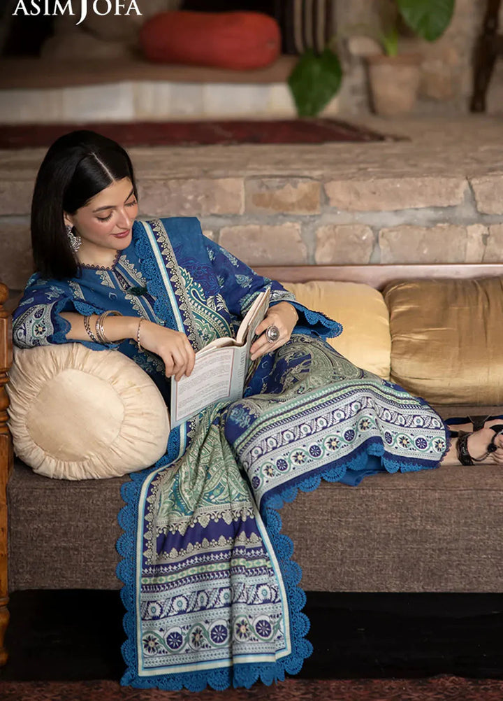 Asim Jofa Printed Khaddar Suits Unstitched 3 Piece AJ24UW AJUW-46 - Winter Collection