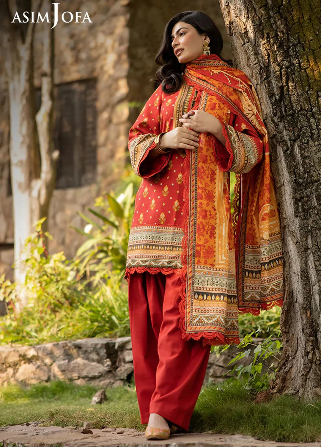 Asim Jofa Printed Khaddar Suits Unstitched 3 Piece AJ24UW AJUW-47 - Winter Collection
