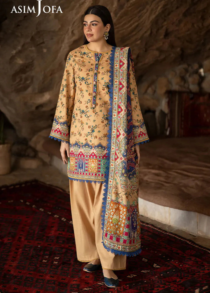 Asim Jofa Printed Khaddar Suits Unstitched 3 Piece AJ24UW AJUW-48 - Winter Collection