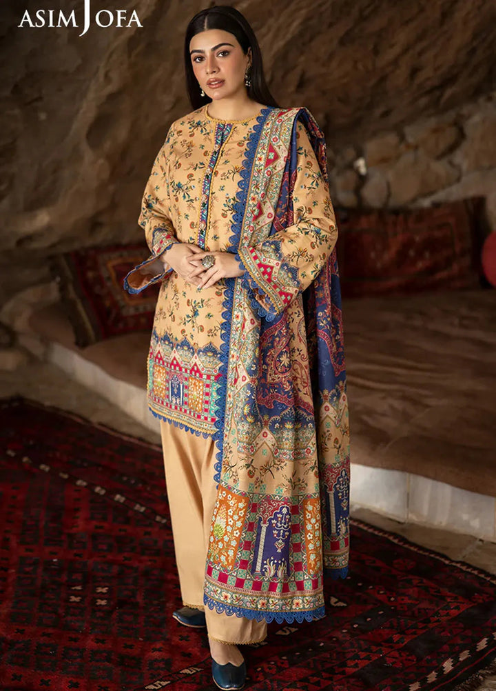 Asim Jofa Printed Khaddar Suits Unstitched 3 Piece AJ24UW AJUW-48 - Winter Collection