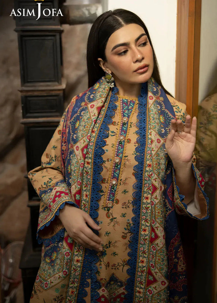 Asim Jofa Printed Khaddar Suits Unstitched 3 Piece AJ24UW AJUW-48 - Winter Collection