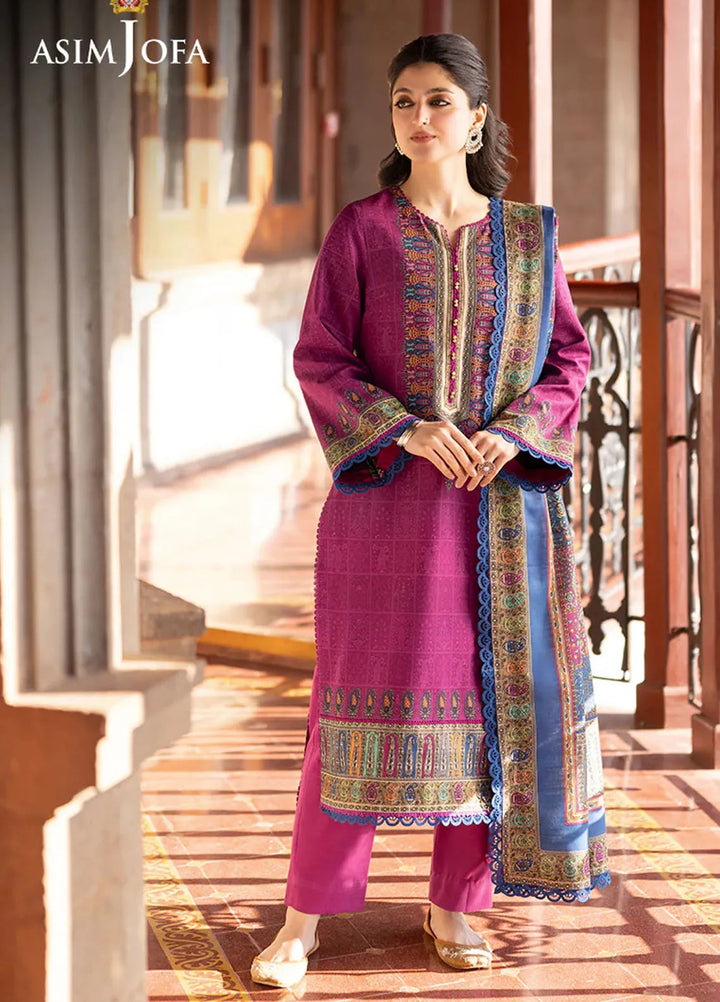 Asim Jofa Printed Khaddar Suits Unstitched 3 Piece AJ24UW AJUW-51 - Winter Collection