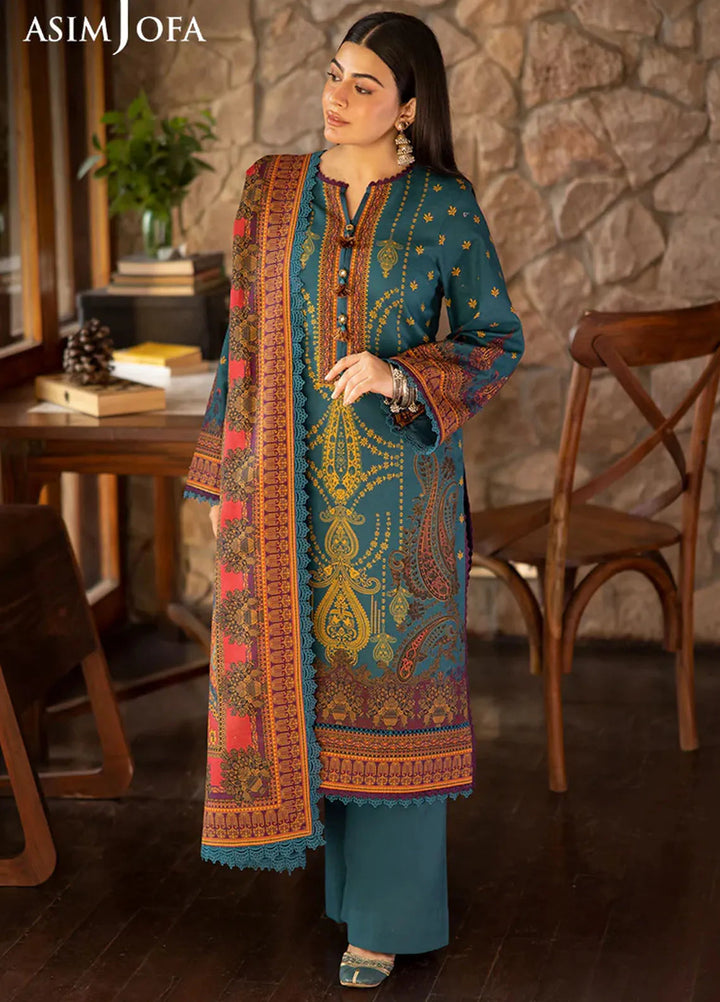 Asim Jofa Printed Khaddar Suits Unstitched 3 Piece AJ24UW AJUW-52 - Winter Collection