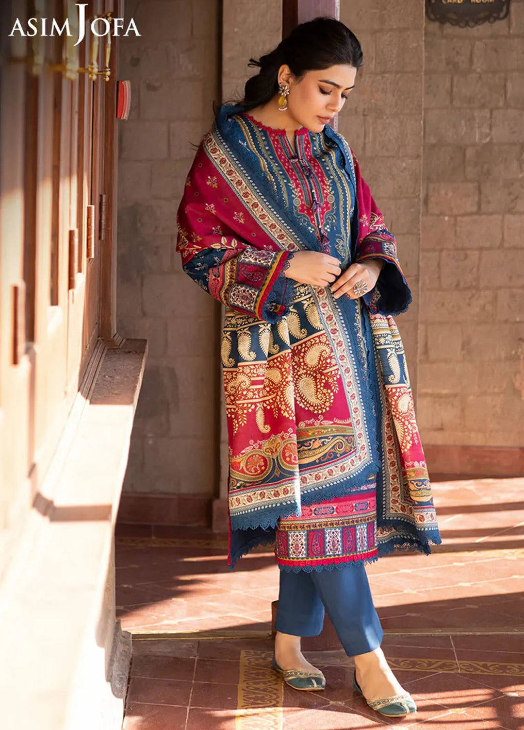 Asim Jofa Printed Khaddar Suits Unstitched 3 Piece AJ24UW AJUW-53 - Winter Collection
