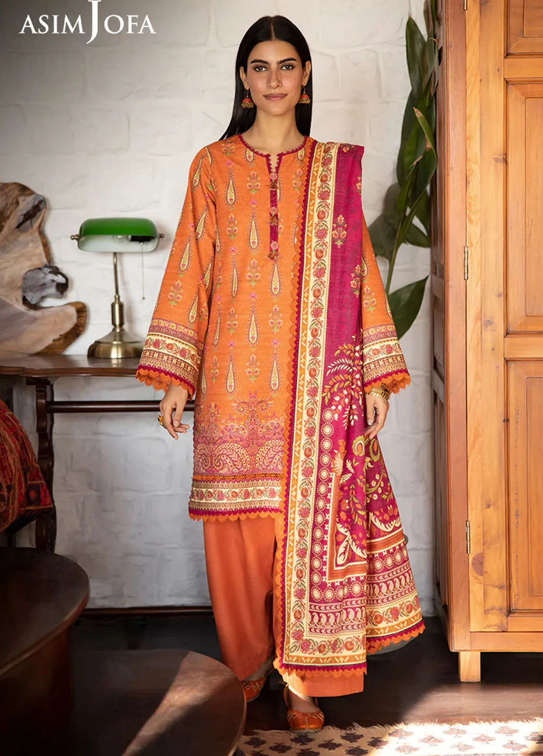 Asim Jofa Printed Khaddar Suits Unstitched 3 Piece AJ24UW AJUW-54 - Winter Collection