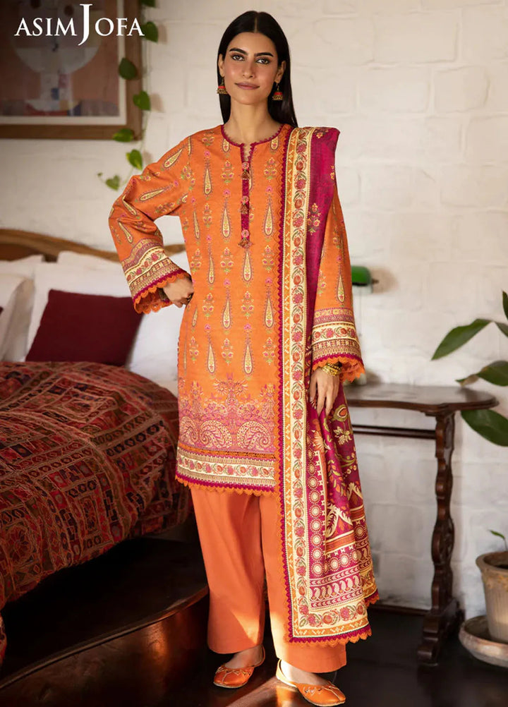 Asim Jofa Printed Khaddar Suits Unstitched 3 Piece AJ24UW AJUW-54 - Winter Collection
