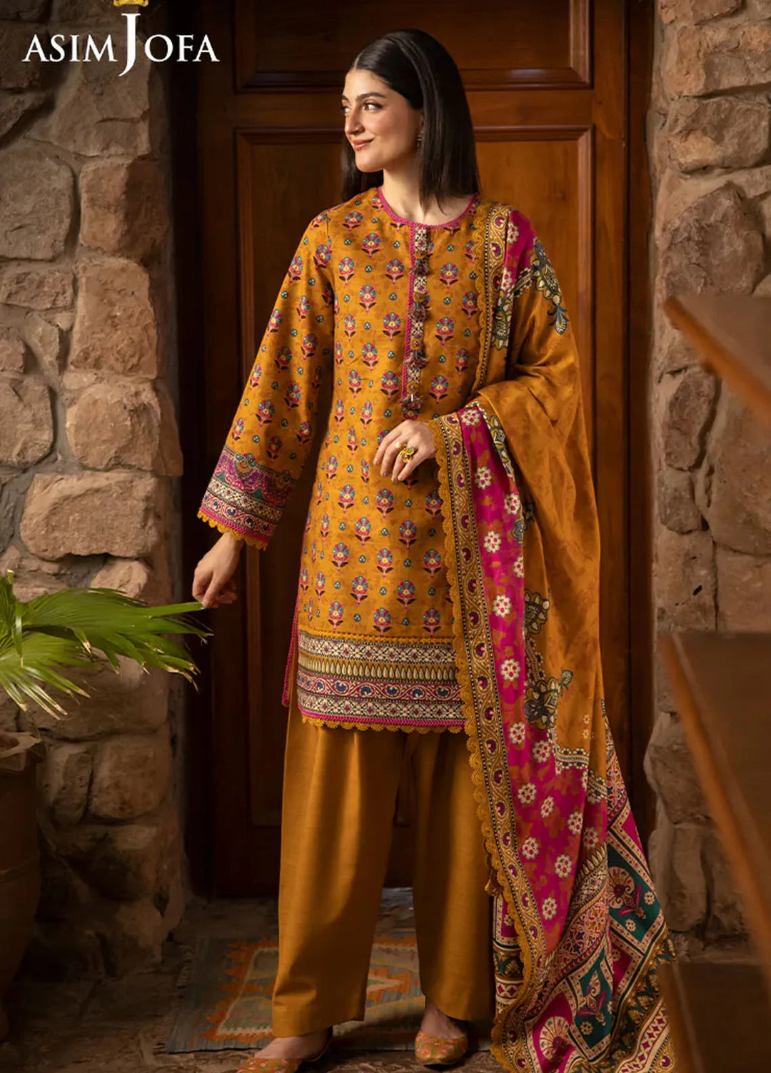 Asim Jofa Printed Khaddar Suits Unstitched 3 Piece AJ24UW AJUW-56 - Winter Collection
