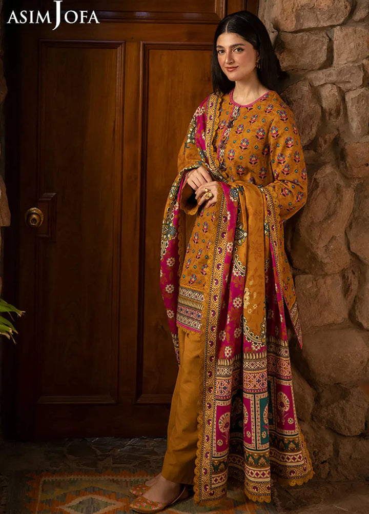 Asim Jofa Printed Khaddar Suits Unstitched 3 Piece AJ24UW AJUW-56 - Winter Collection