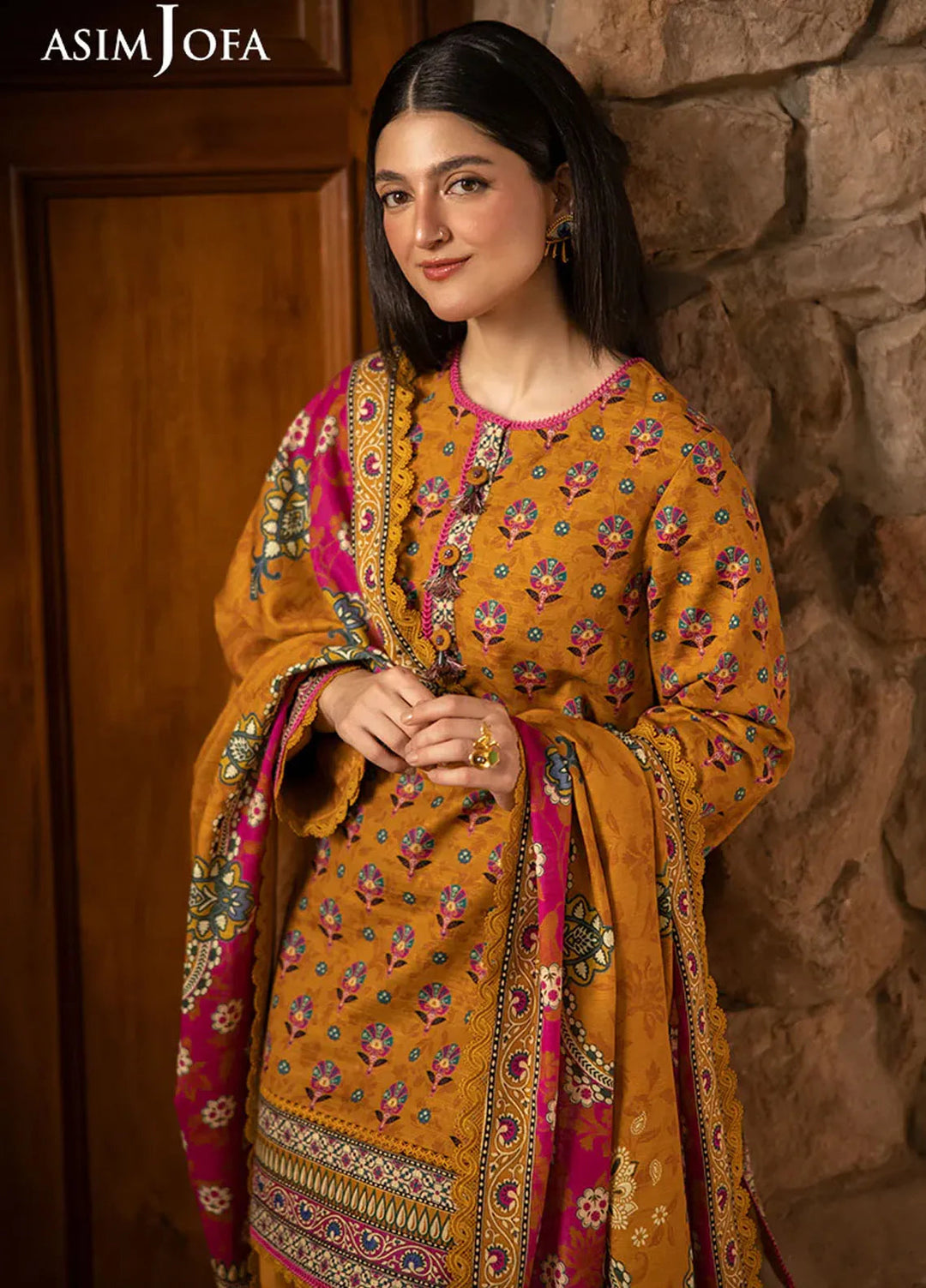 Asim Jofa Printed Khaddar Suits Unstitched 3 Piece AJ24UW AJUW-56 - Winter Collection
