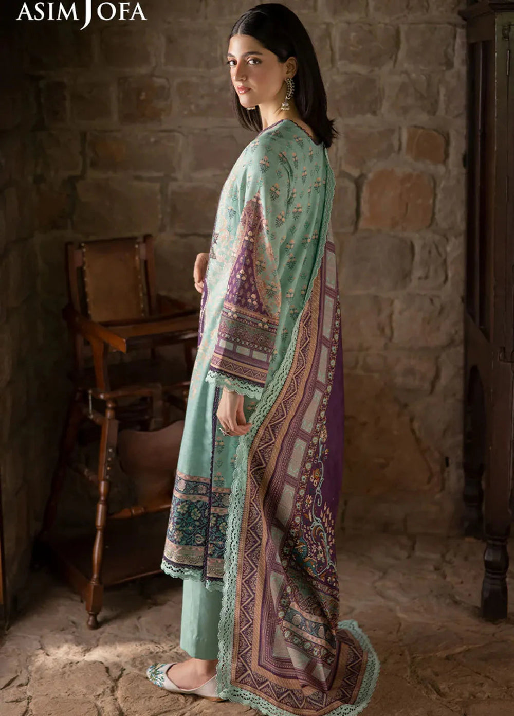 Asim Jofa Printed Khaddar Suits Unstitched 3 Piece AJ24UW AJUW-57 - Winter Collection
