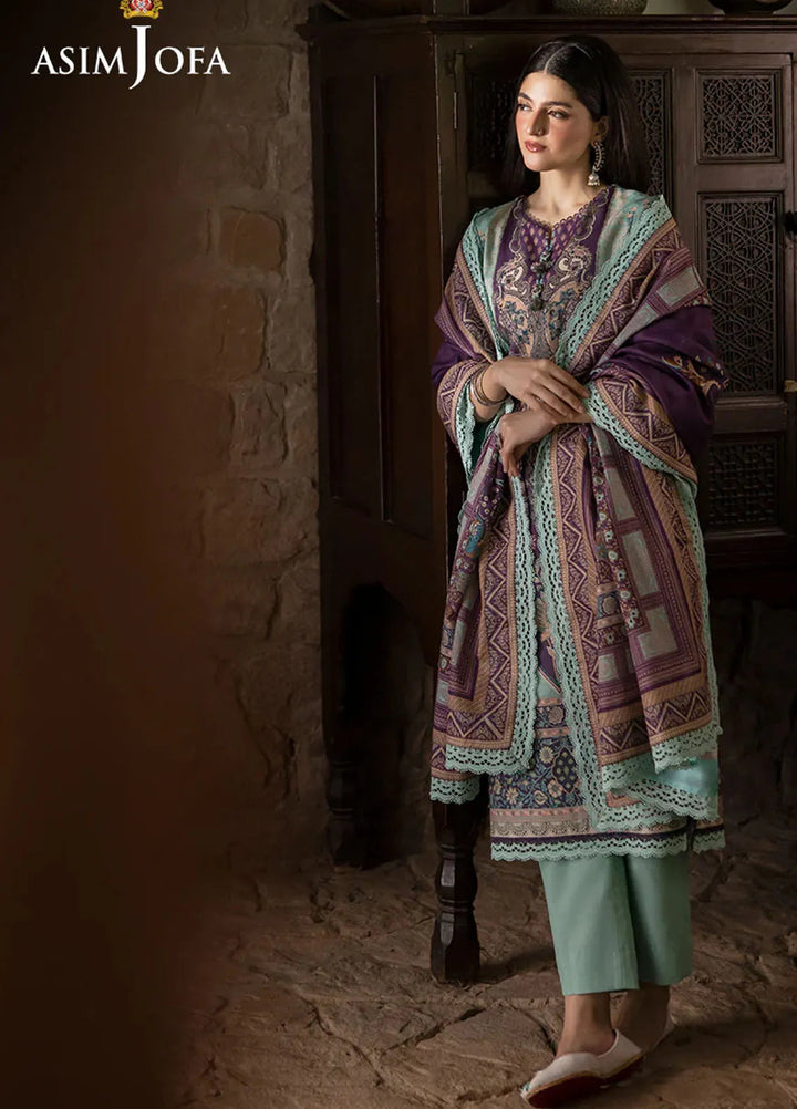 Asim Jofa Printed Khaddar Suits Unstitched 3 Piece AJ24UW AJUW-57 - Winter Collection