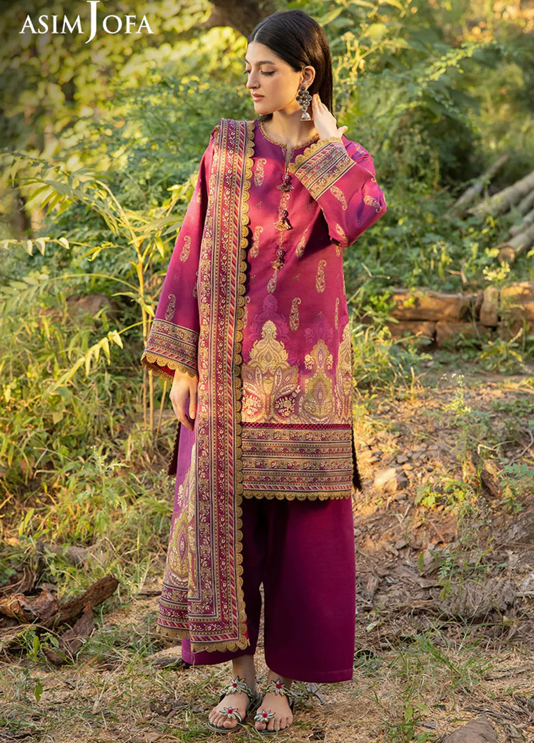 Asim Jofa Printed Khaddar Suits Unstitched 3 Piece AJ24UW AJUW-58 - Winter Collection