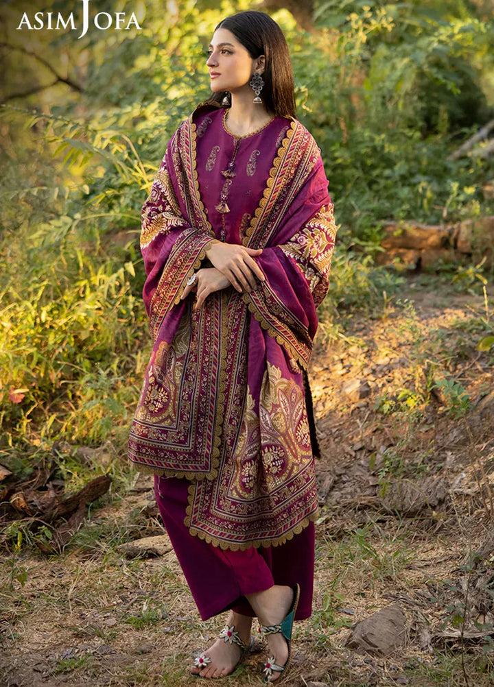 Asim Jofa Printed Khaddar Suits Unstitched 3 Piece AJ24UW AJUW-58 - Winter Collection