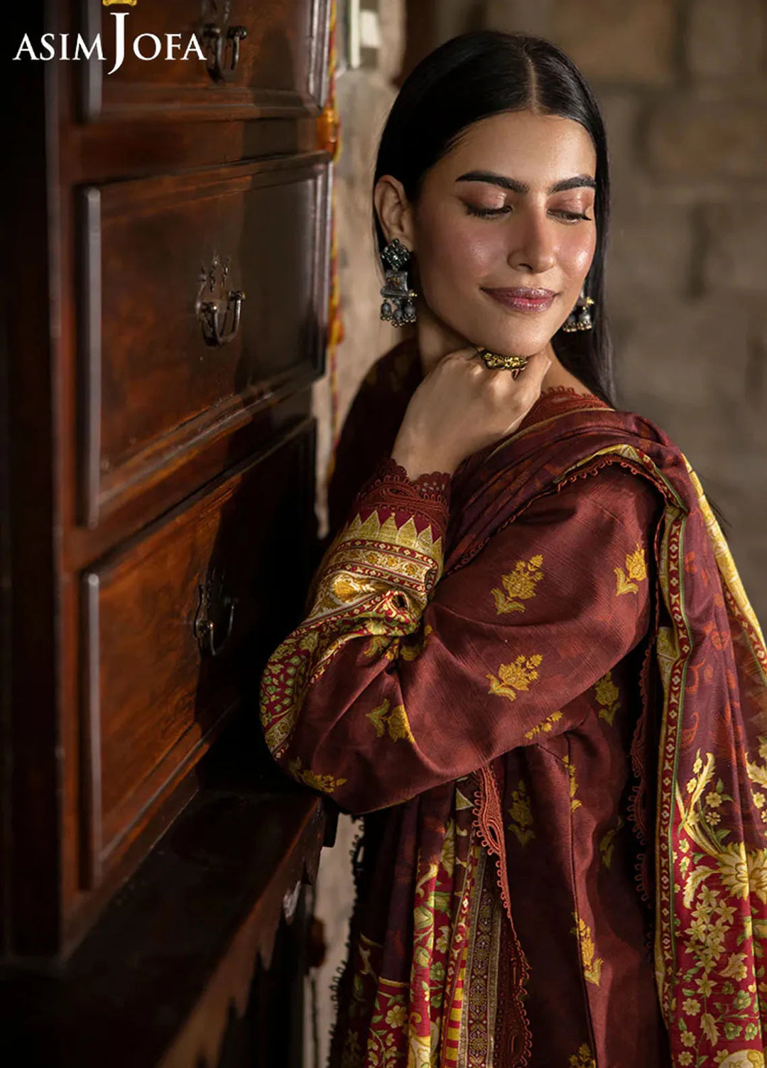 Asim Jofa Printed Khaddar Suits Unstitched 3 Piece AJ24UW AJUW-59 - Winter Collection