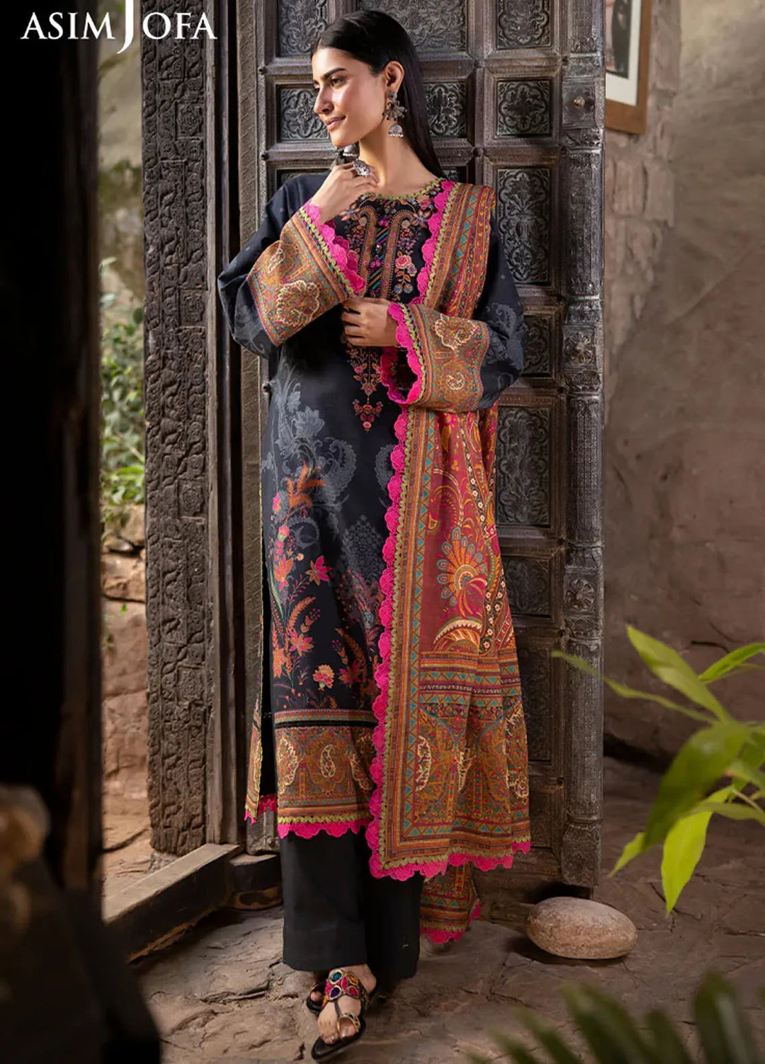 Asim Jofa Printed Khaddar Suits Unstitched 3 Piece AJ24UW AJUW-60 - Winter Collection