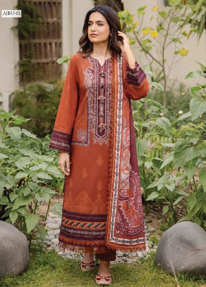 Asim Jofa Printed Lawn Suit Unstitched 3 Piece AJ24P2 AJBU-01 - Summer Collection