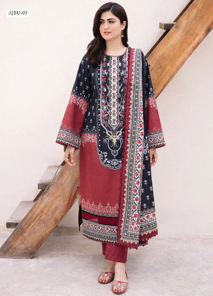 Asim Jofa Printed Lawn Suit Unstitched 3 Piece AJ24P2 AJBU-05 - Summer Collection