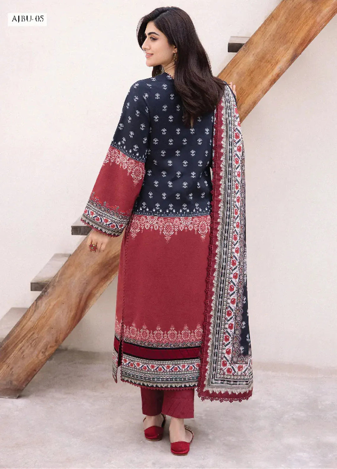 Asim Jofa Printed Lawn Suit Unstitched 3 Piece AJ24P2 AJBU-05 - Summer Collection