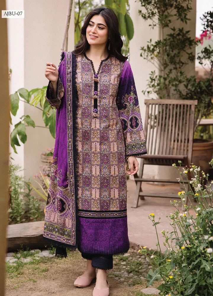 Asim Jofa Printed Lawn Suit Unstitched 3 Piece AJ24P2 AJBU-07 - Summer Collection