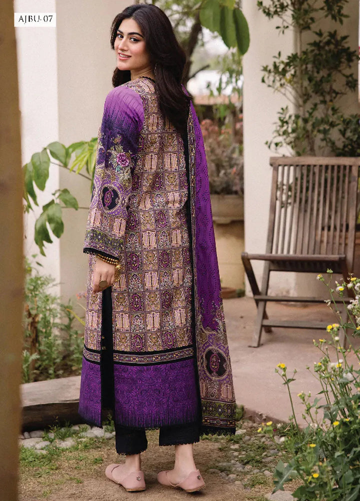 Asim Jofa Printed Lawn Suit Unstitched 3 Piece AJ24P2 AJBU-07 - Summer Collection