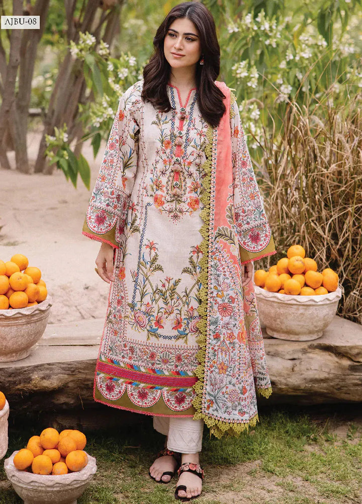 Asim Jofa Printed Lawn Suit Unstitched 3 Piece AJ24P2 AJBU-08 - Summer Collection